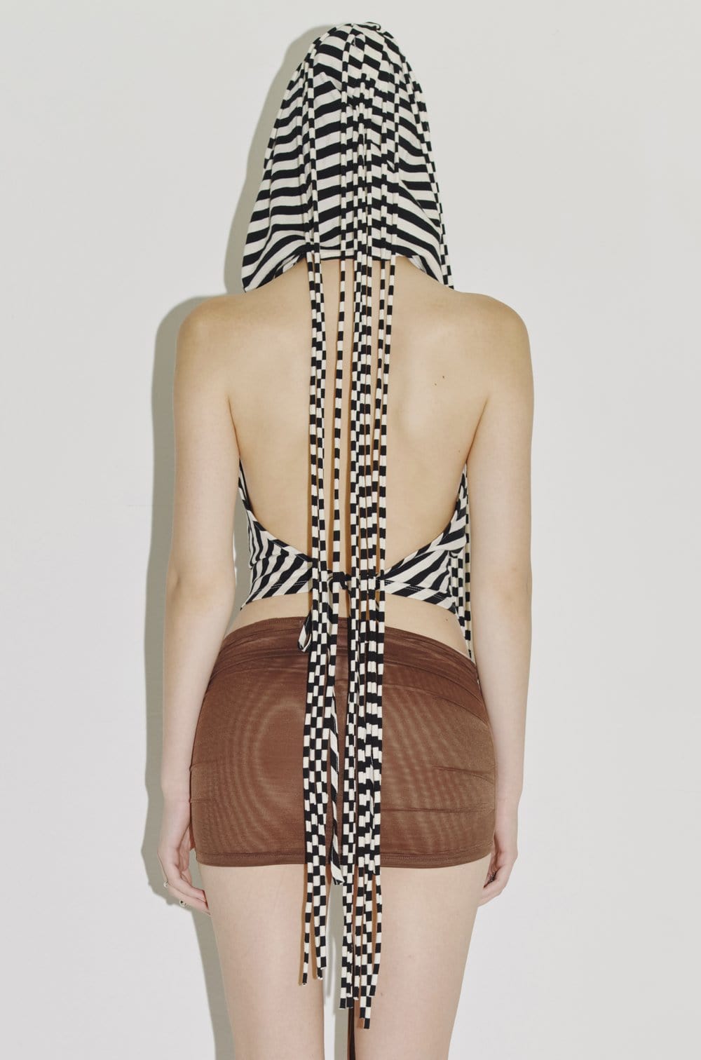 PARACHUTE HOOD HALTER BLACK/WHITE-Nibgnus-APOC STORE