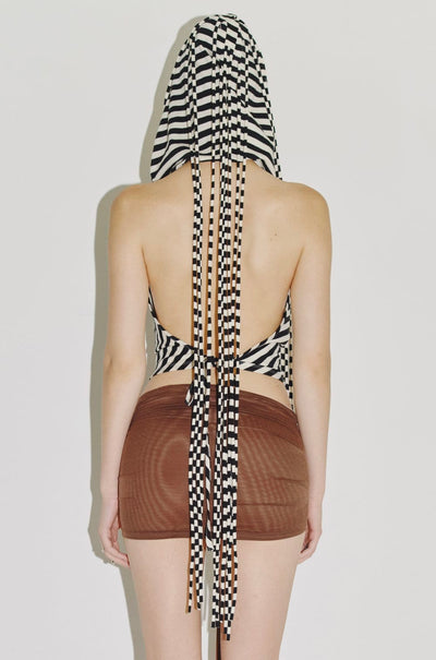 PARACHUTE HOOD HALTER BLACK/WHITE-Nibgnus-APOC STORE