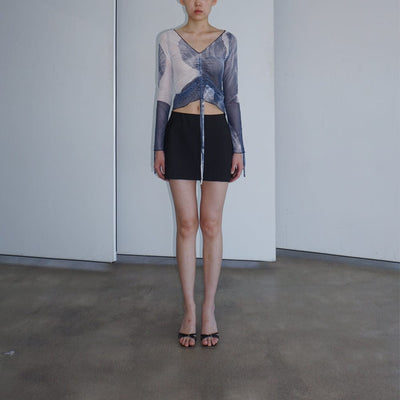 SHEER MESH BLOUSE INDIGO-Lalameemee-APOC STORE