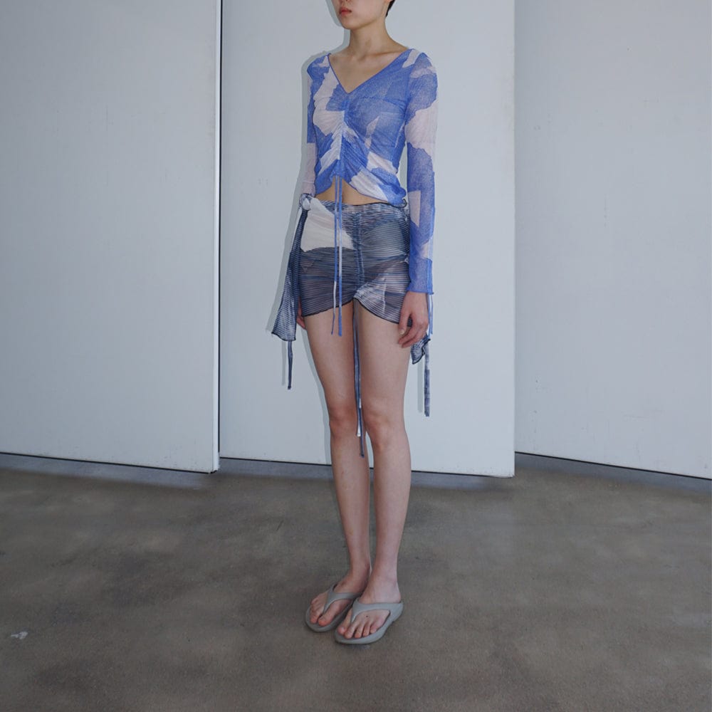 SHEER MESH BLOUSE BLUE-Lalameemee-APOC STORE