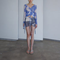 SHEER MESH BLOUSE BLUE-Lalameemee-APOC STORE