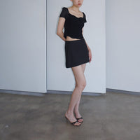 SHEER SLEEVE KNIT BLOUSE BLACK-Lalameemee-APOC STORE