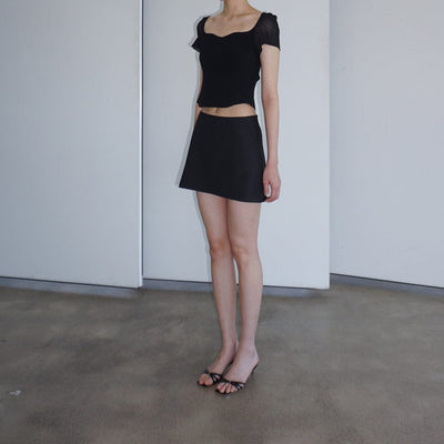 SHEER SLEEVE KNIT BLOUSE BLACK-Lalameemee-APOC STORE