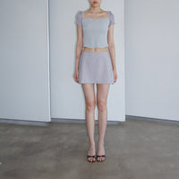 SHEER SLEEVE KNIT BLOUSE MIST-Lalameemee-APOC STORE