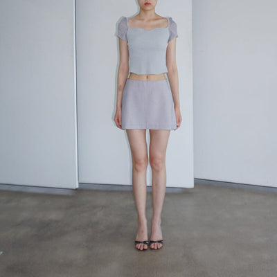 SHEER SLEEVE KNIT BLOUSE MIST-Lalameemee-APOC STORE