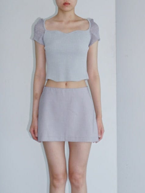 HORIZON DART MINI SKIRT LIGHT GREY-Lalameemee-APOC STORE