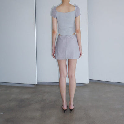 HORIZON DART MINI SKIRT LIGHT GREY-Lalameemee-APOC STORE