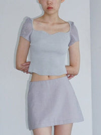 SHEER SLEEVE KNIT BLOUSE MIST-Lalameemee-APOC STORE