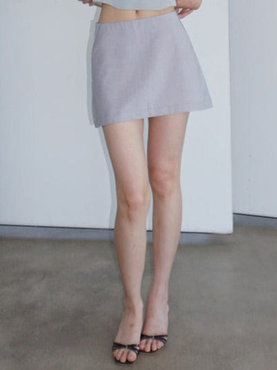 HORIZON DART MINI SKIRT LIGHT GREY-Lalameemee-APOC STORE