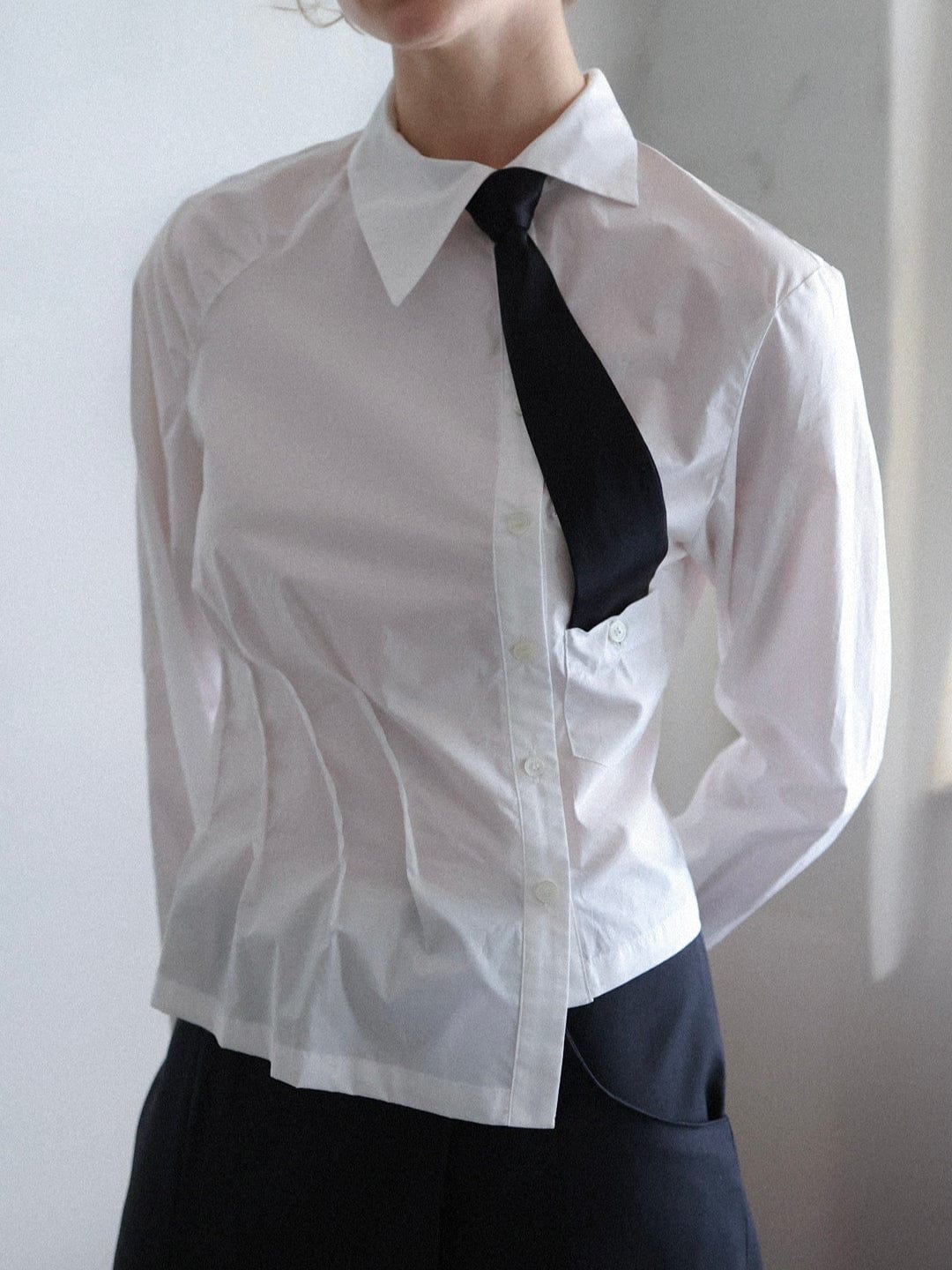 Twist Shirt - White-Julye Han-APOC STORE