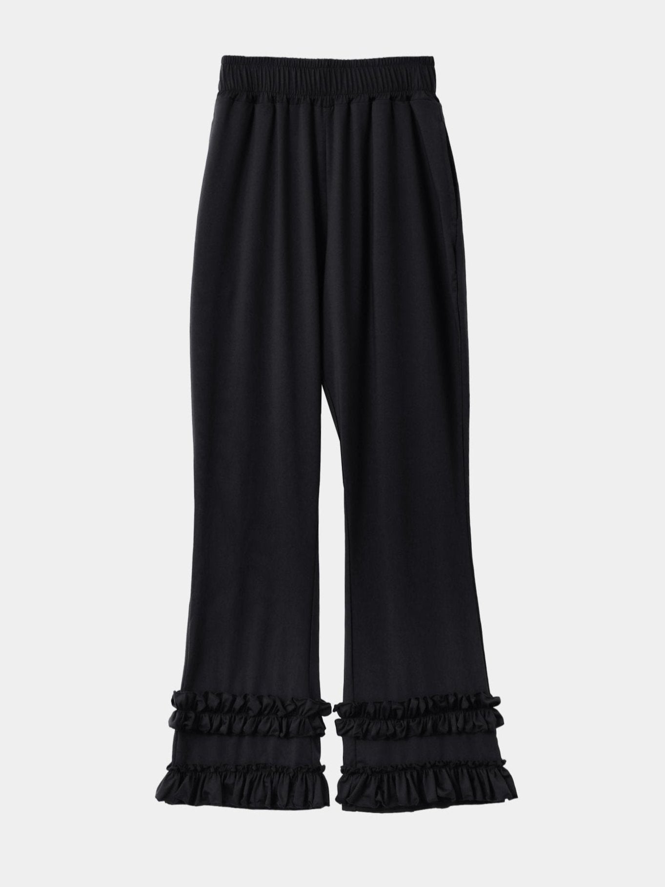RUFFLE BOOTCUT PANTS BLACK-SAENGIN STUDIOS-APOC STORE