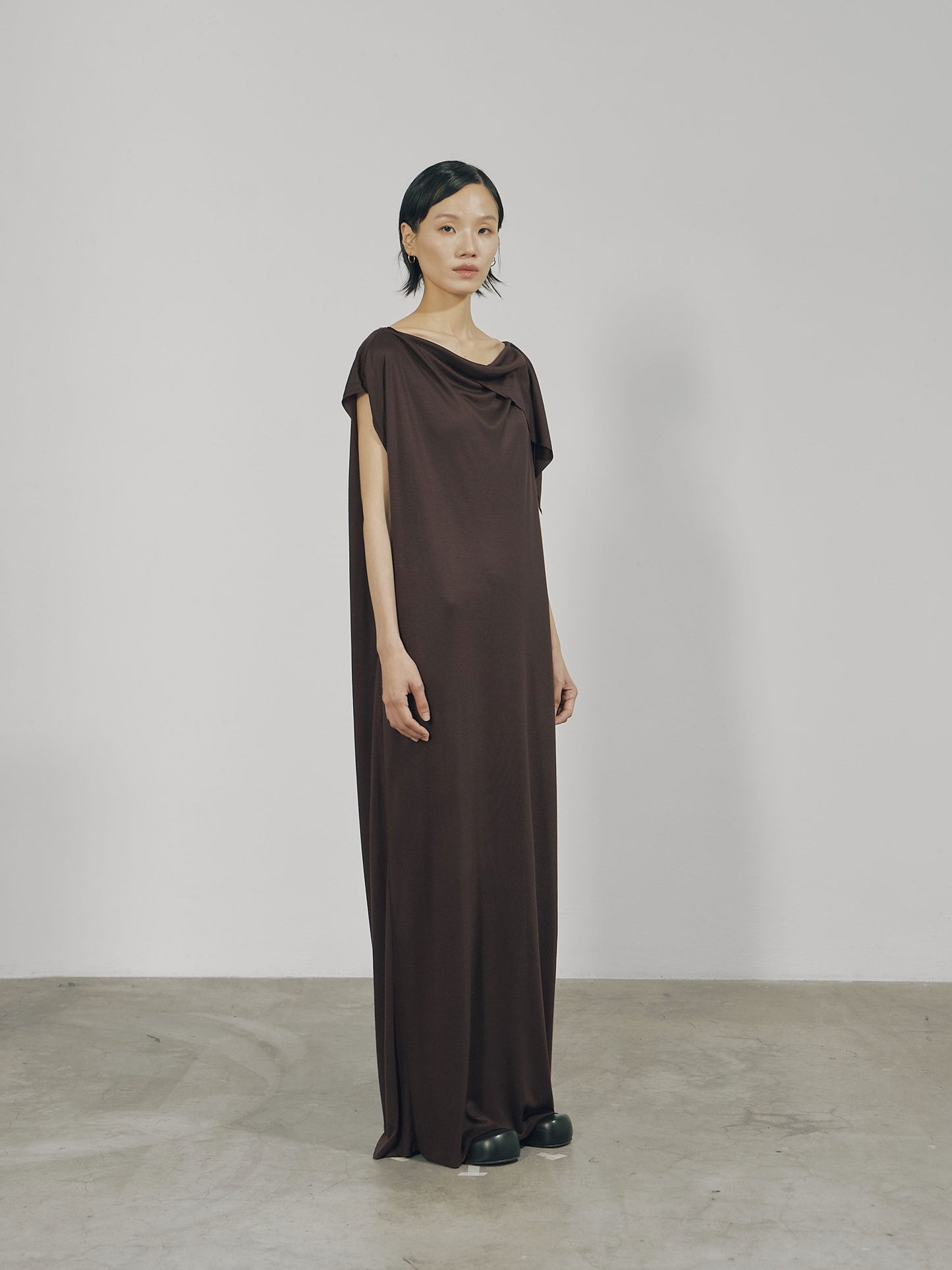 Dark Red Jersey Raw Edge Asymmetric Cutting Dress-arc us arkus-APOC STORE