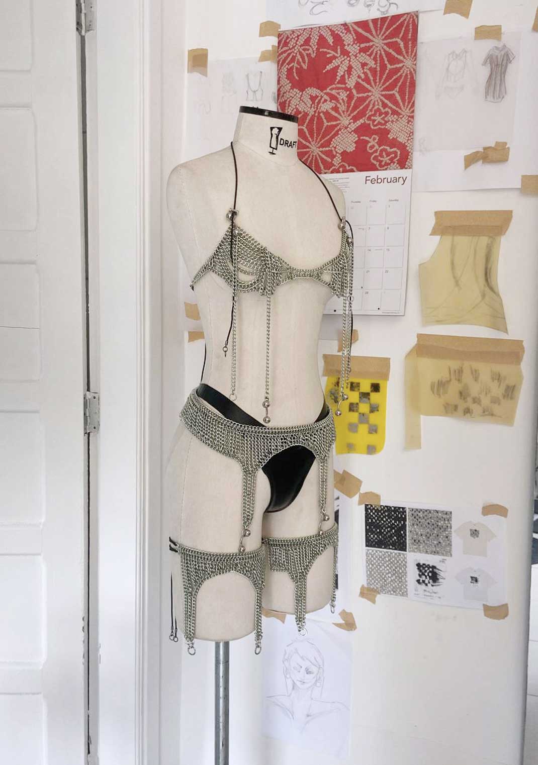 SILVER-GREEN CHAINS Waist Garter Belt-JALACONDA-APOC STORE