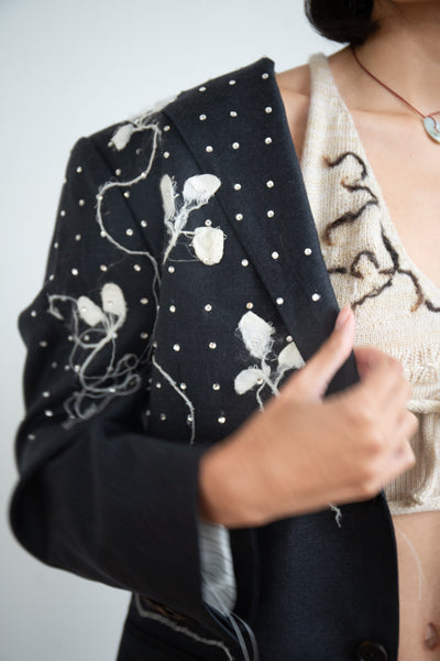 Silk Cocoon Blazer in Charcoal-GRACE GUI-APOC STORE