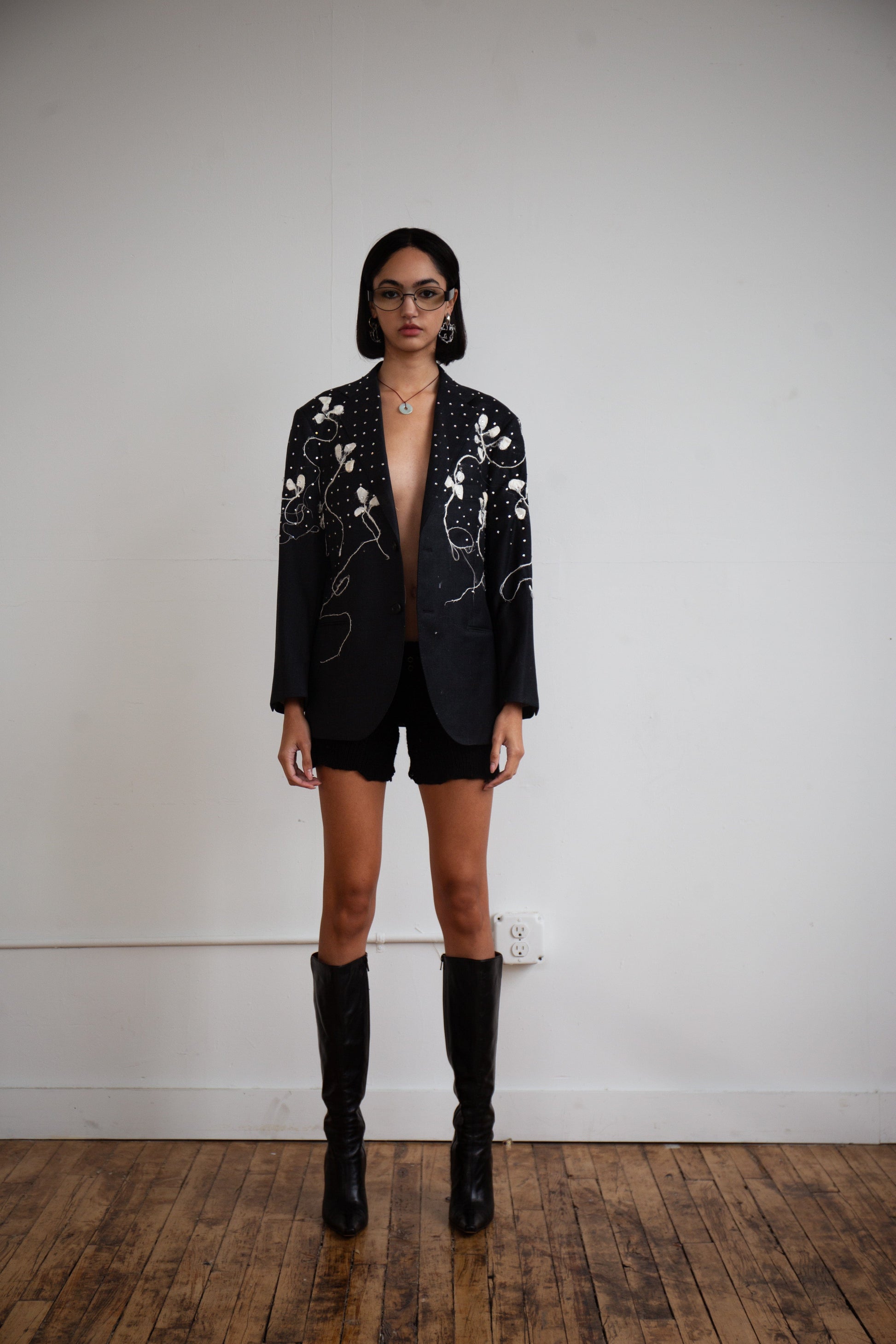 Silk Cocoon Blazer in Charcoal-GRACE GUI-APOC STORE