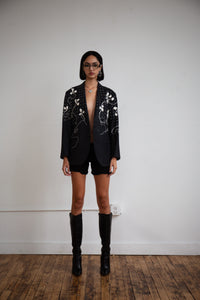 Silk Cocoon Blazer in Charcoal-GRACE GUI-APOC STORE