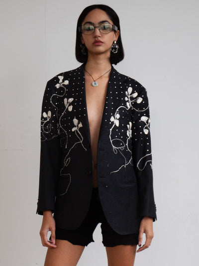 Silk Cocoon Blazer in Charcoal-GRACE GUI-APOC STORE