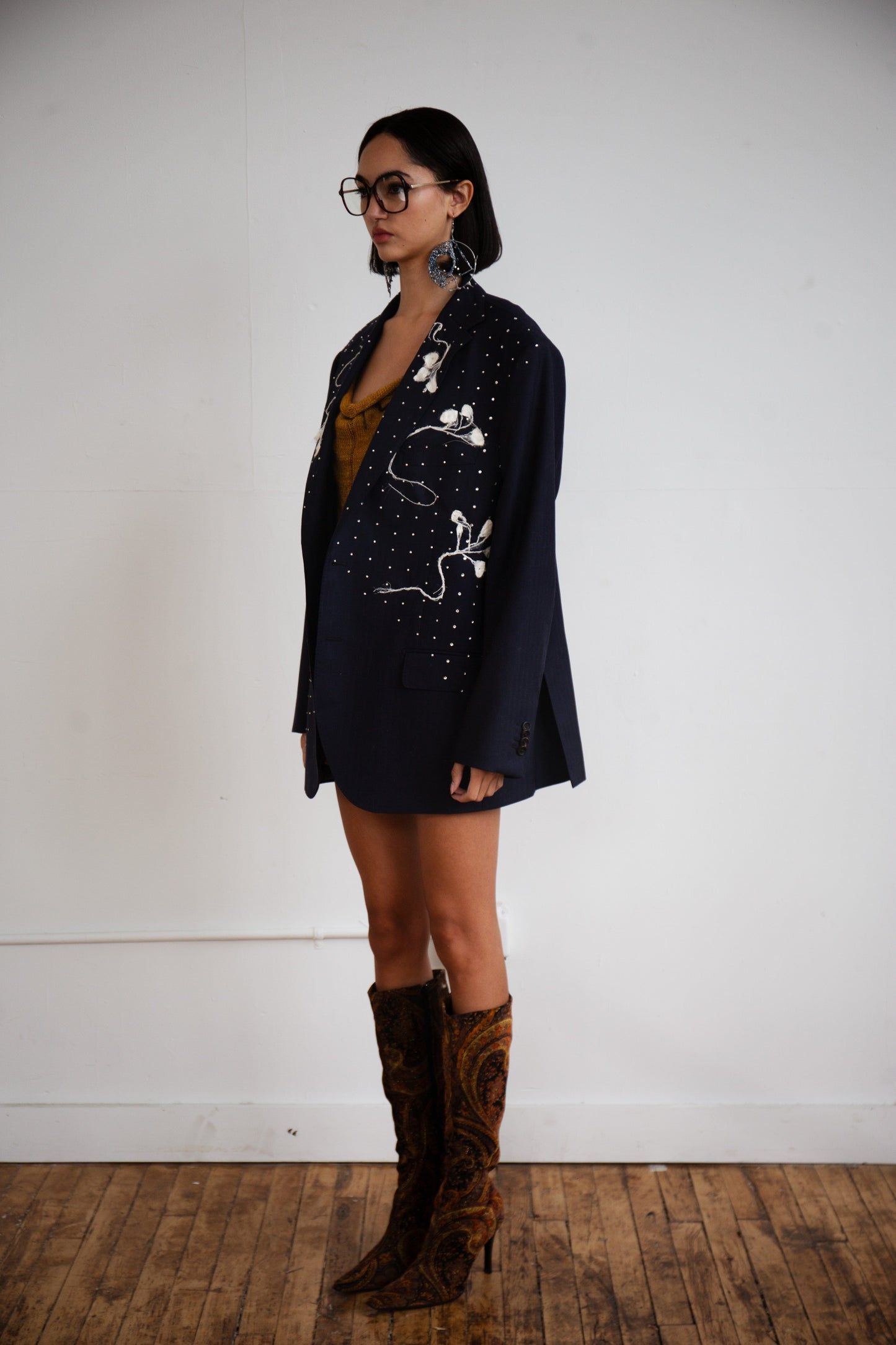 Silk Cocoon Blazer in Navy-GRACE GUI-APOC STORE