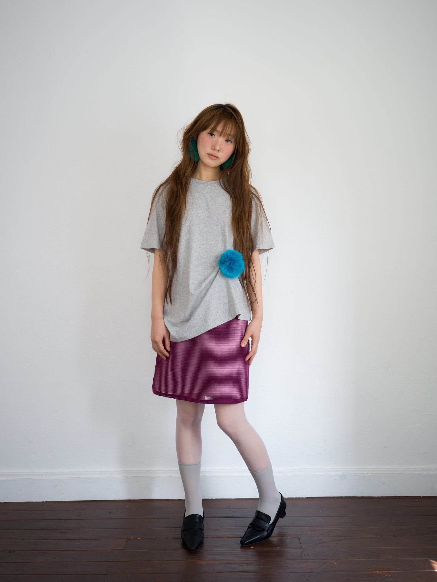 Stripe Shade Skirt Purple-mesh blanca-APOC STORE