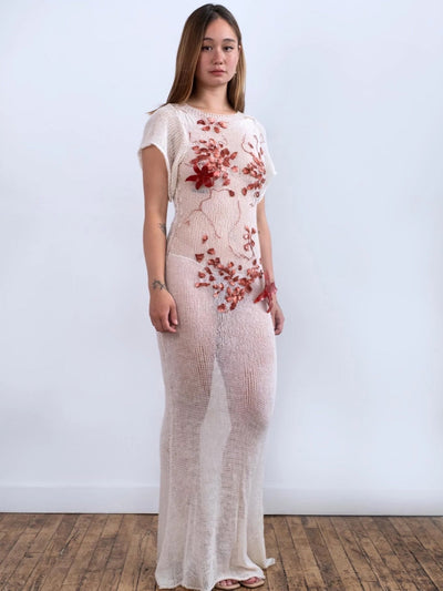 Fortune Silk Cocoon Sheer Wedding Maxi Dress-GRACE GUI-APOC STORE