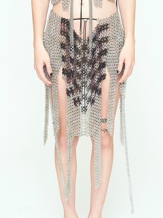 Checkered Silver-Green + Lilac Skirt-JALACONDA-APOC STORE