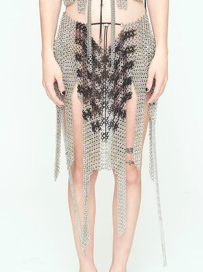 Checkered Silver-Green + Lilac Skirt-JALACONDA-APOC STORE