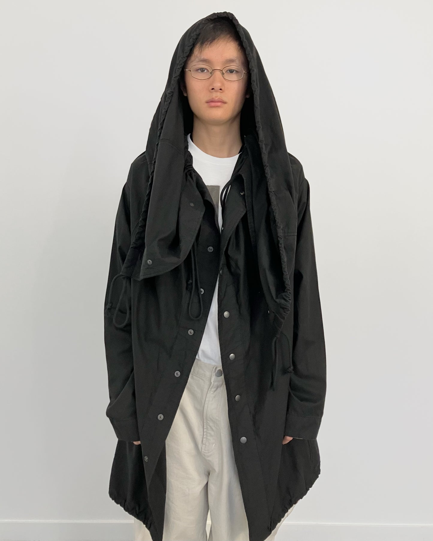 FLAT ADJUSTABLE STRING COAT BLACK-EGNARTS-APOC STORE