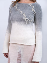 Gradient Dyed Wensledale Ink Painting Long Sleeve-GRACE GUI-APOC STORE