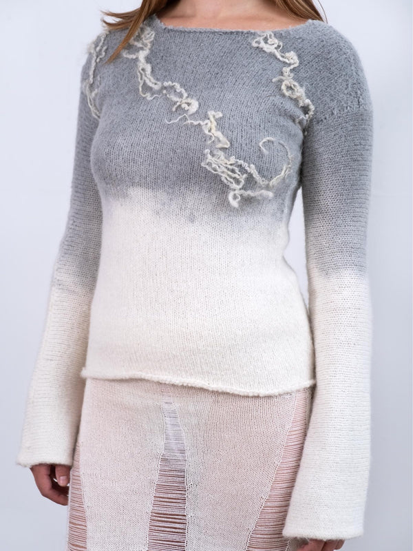 Gradient Dyed Wensledale Ink Painting Long Sleeve-GRACE GUI-APOC STORE