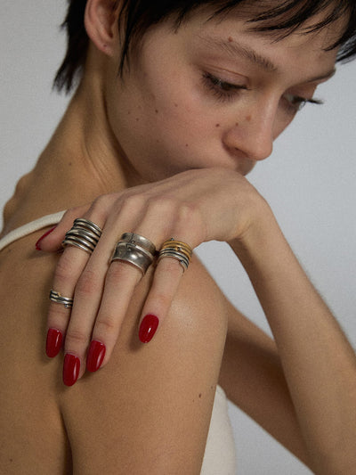 Two-Tone Spring Zircon Midi Ring-TRINITE Studio-APOC STORE