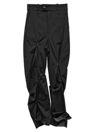 Black Stapled Crush Trousers-SHEK LEUNG-APOC STORE