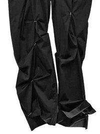 Black Stapled Crush Trousers-SHEK LEUNG-APOC STORE