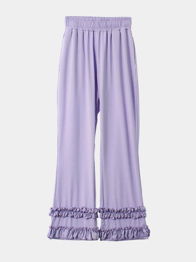 RUFFLE BOOTCUT PANTS PURPLE-SAENGIN STUDIOS-APOC STORE