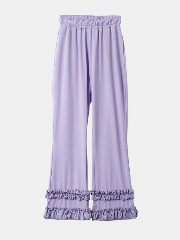 RUFFLE BOOTCUT PANTS PURPLE-SAENGIN STUDIOS-APOC STORE