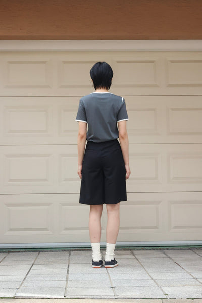 Box Pleats Skort - Black-Julye Han-APOC STORE