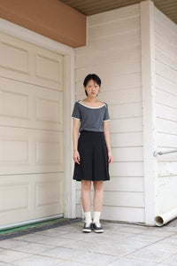 Box Pleats Skort - Black-Julye Han-APOC STORE