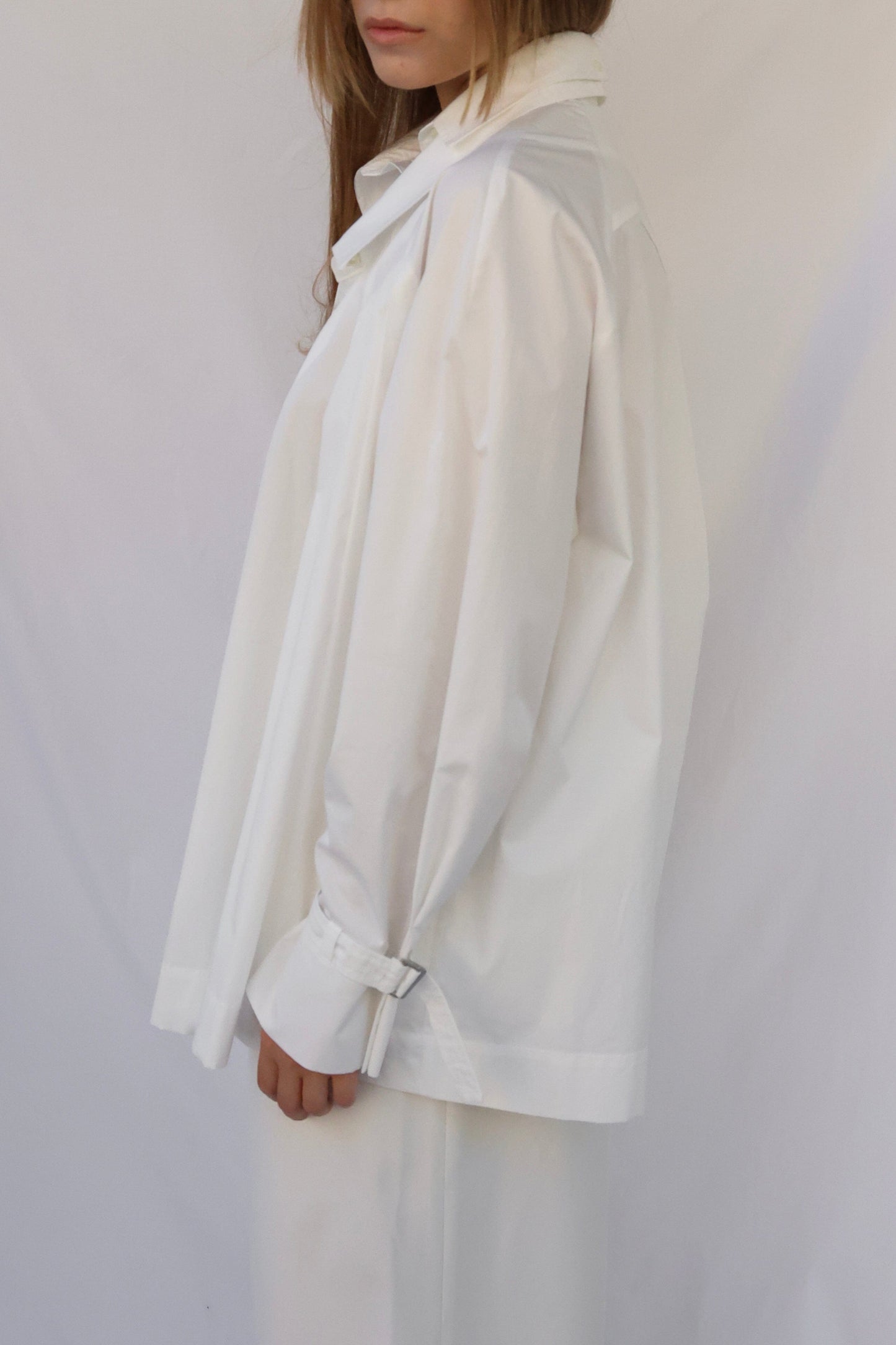 Double Collar Shirt - white-Julye Han-APOC STORE