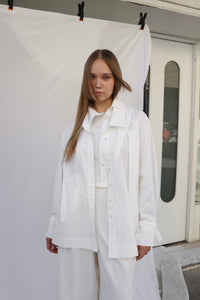 Double Collar Shirt - white-Julye Han-APOC STORE