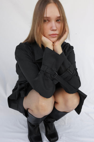 Double Collar Shirt - Charcoal-Julye Han-APOC STORE