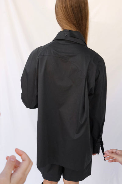 Double Collar Shirt - Charcoal-Julye Han-APOC STORE