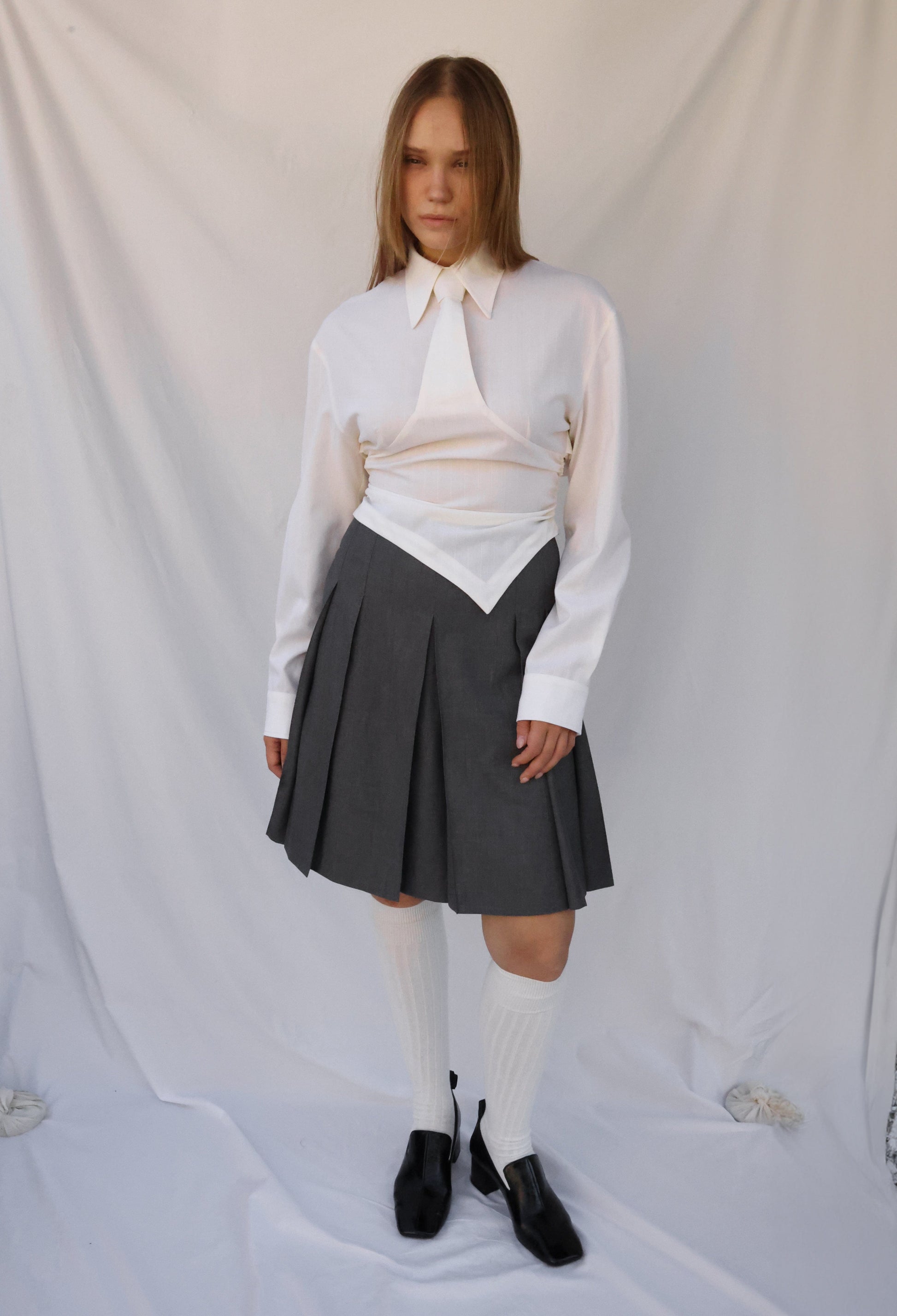 Wool Necktie Shirt-Julye Han-APOC STORE