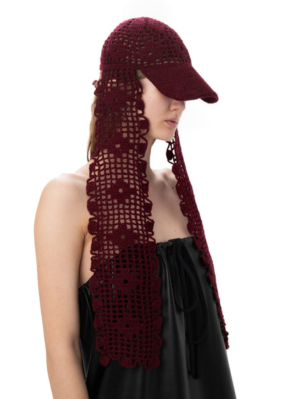 CROCHET SCARF CAP IN BORDO-Urte Kat-APOC STORE