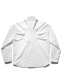 Pleated Hidden Button Shirts White-Woojun Jang-APOC STORE