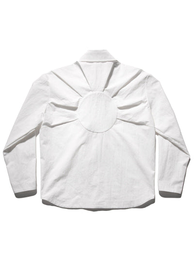 Pleated Hidden Button Shirts White-Woojun Jang-APOC STORE