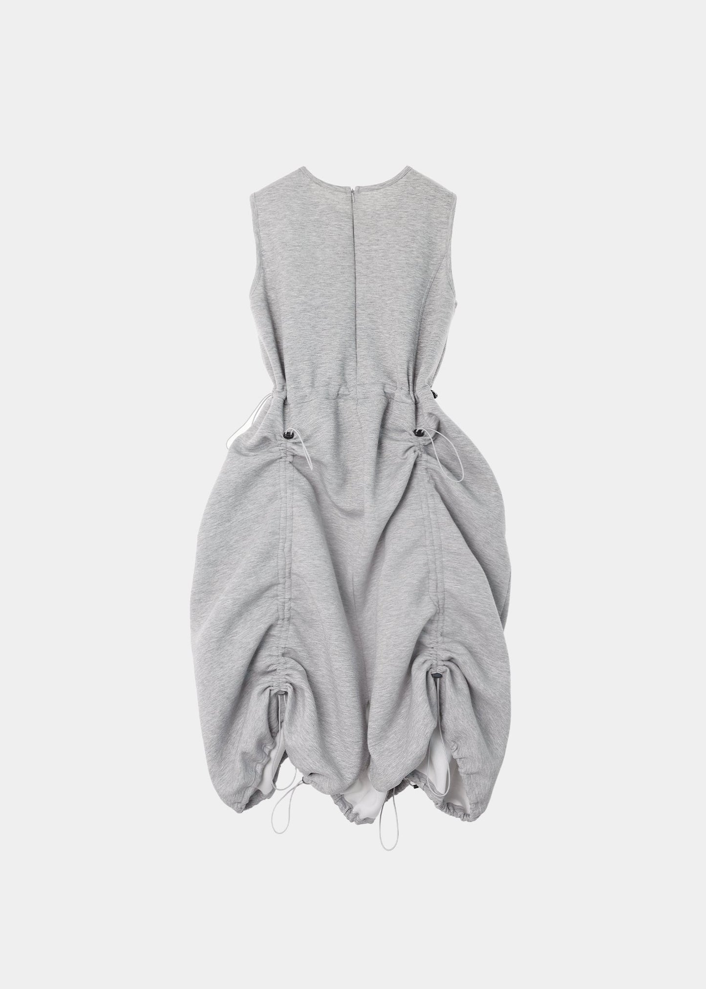 JERSEY SHIRRING DRESS GRAY-SAENGIN STUDIOS-APOC STORE