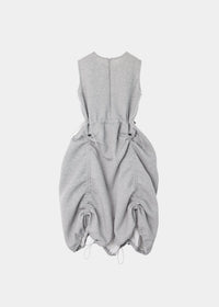 JERSEY SHIRRING DRESS GRAY-SAENGIN STUDIOS-APOC STORE