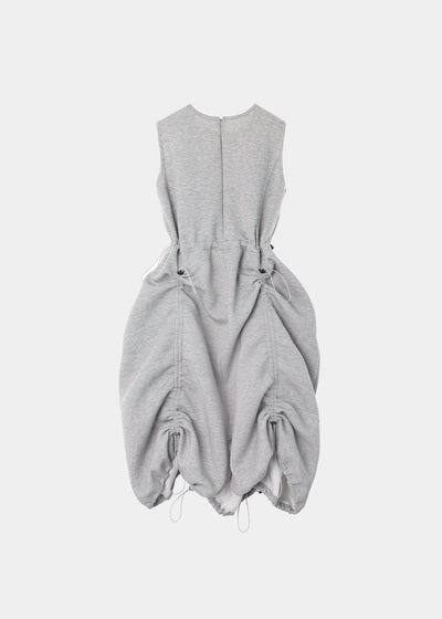 JERSEY SHIRRING DRESS GRAY-SAENGIN STUDIOS-APOC STORE