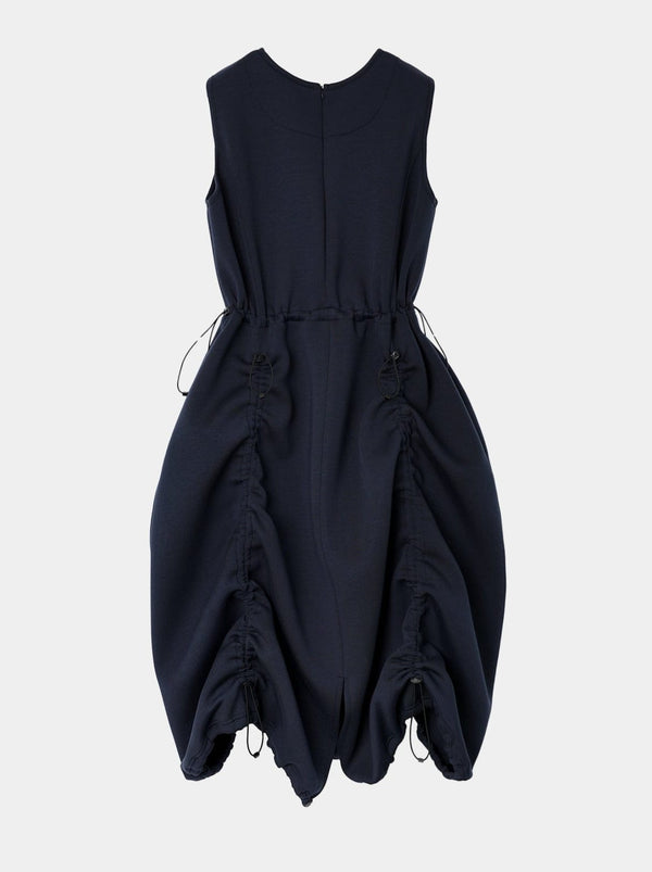 JERSEY SHIRRING DRESS NAVY-SAENGIN STUDIOS-APOC STORE