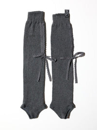 LACE RIBBON LEG WARMER GRAY-SAENGIN STUDIOS-APOC STORE