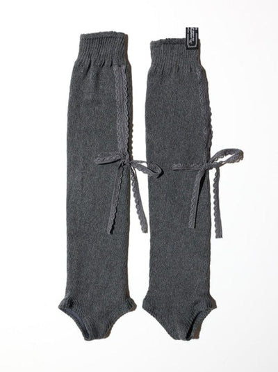 LACE RIBBON LEG WARMER GRAY-SAENGIN STUDIOS-APOC STORE